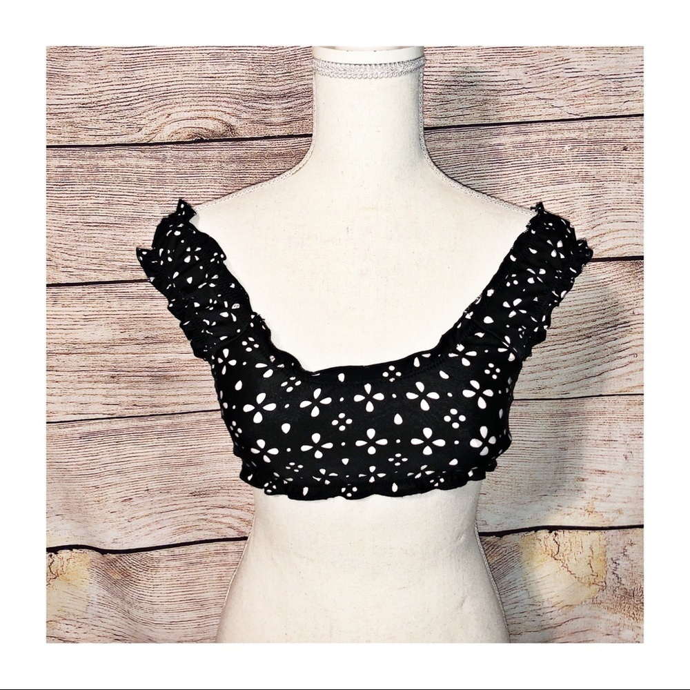Live Love Dream Floral Laser Cut Out Bikini Top Size S